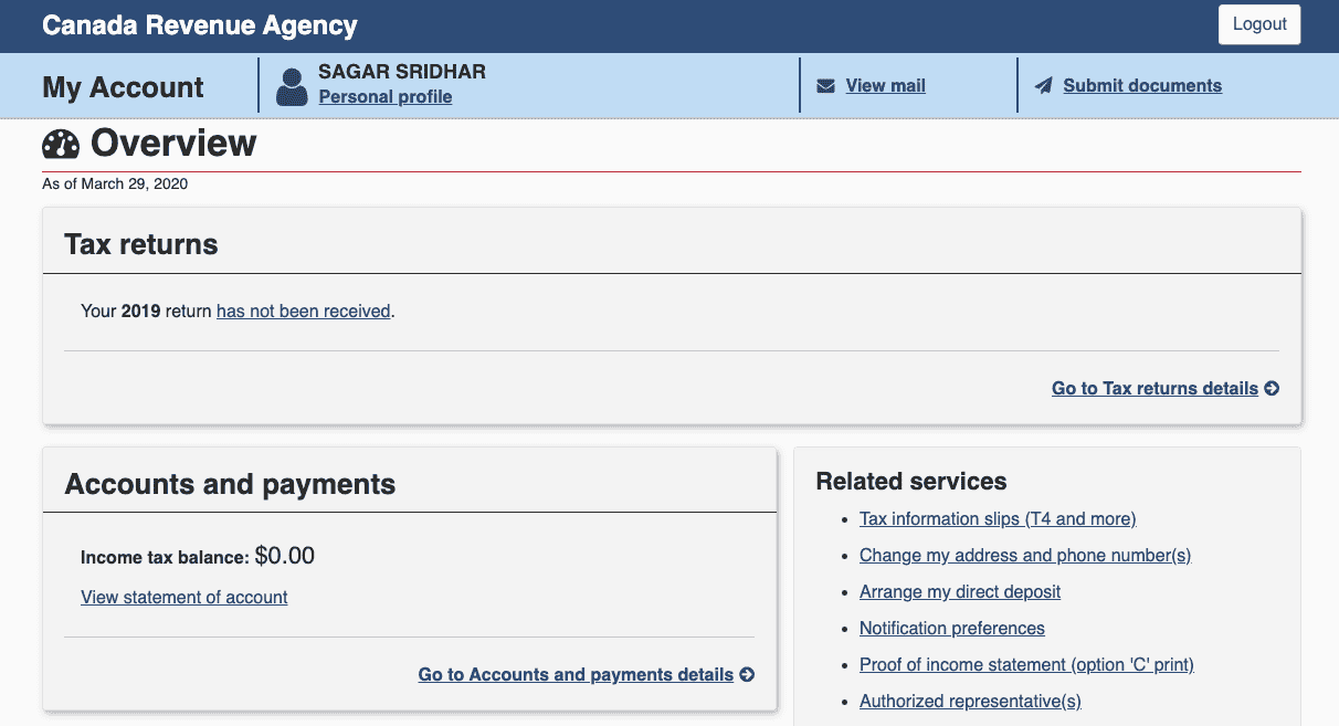 canada revenue agency paying taxes online banking