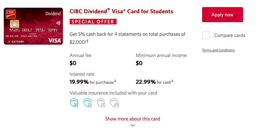 CIBC Dividend Visa Credit Card