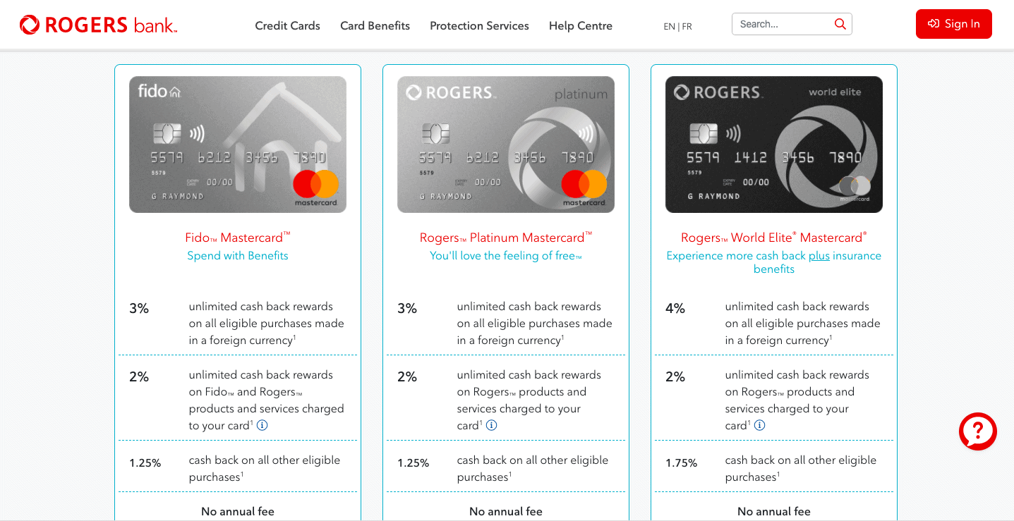 rogers bank credit cards comparison